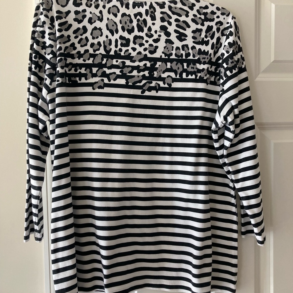 Kim Rogers perfectly soft part leopard part stripe women large tshirt - Picture 2 of 3